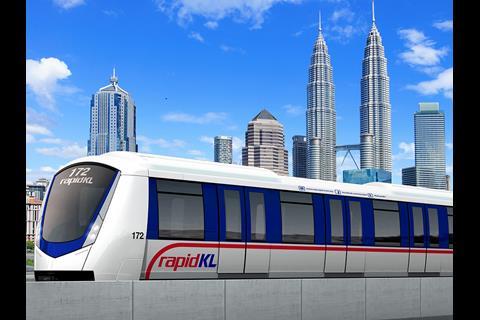 Bombardier Innovia Metro 300 trainsets for Kuala Lumpur’s Kelana Jaya light metro line.